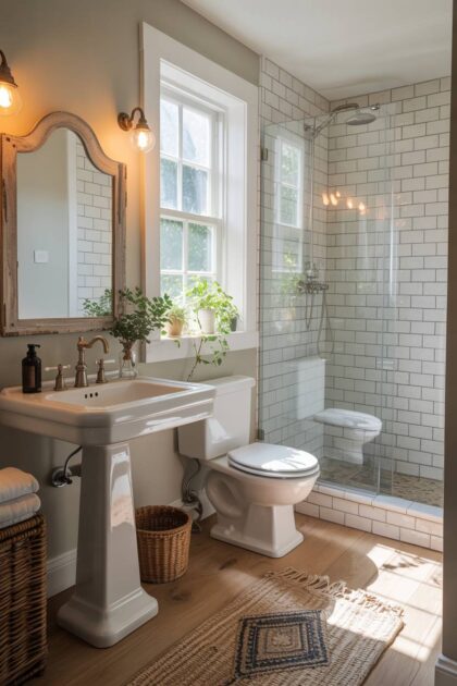 17 Small Farmhouse Bathroom Ideas for a Charming Space 22 A small farmhouse bathroom