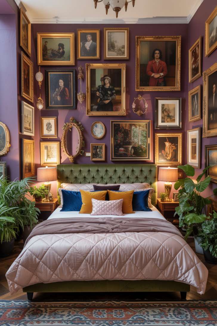 A small maximalist bedroom