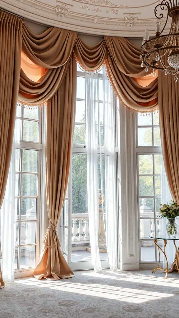 Sophisticated window treatments in a luxury bedroom