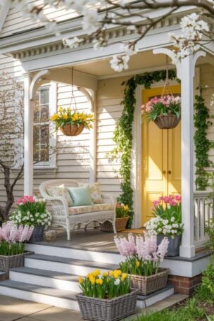 A Spring front porch decor