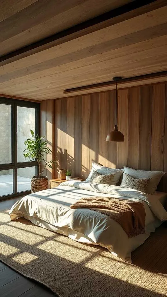 21 Wabi Sabi Bedroom Design Ideas for Calm and Beauty 19 A simple wabi sabi bedroom featuring natural materials and plants.