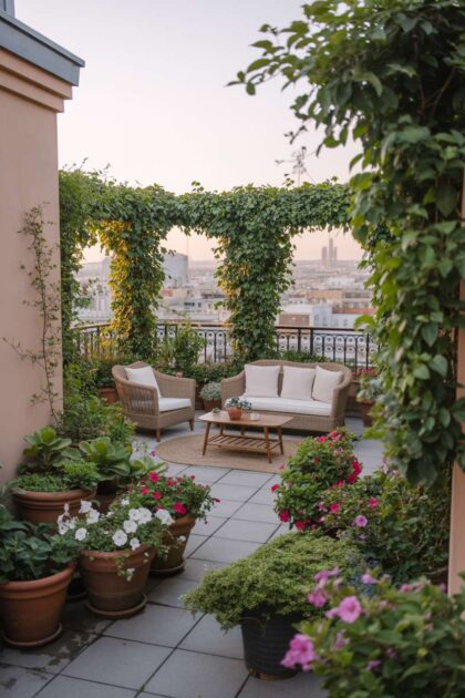 A terrace garden design.