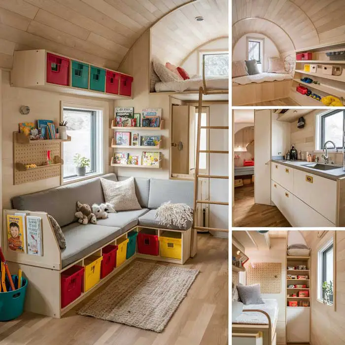 A baby in a tiny house