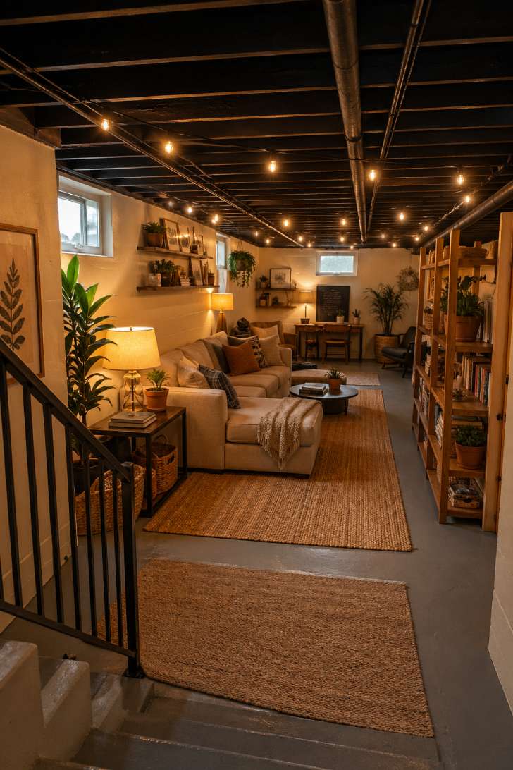 An unfinished basement