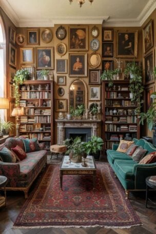 A vintage maximalist living room decor