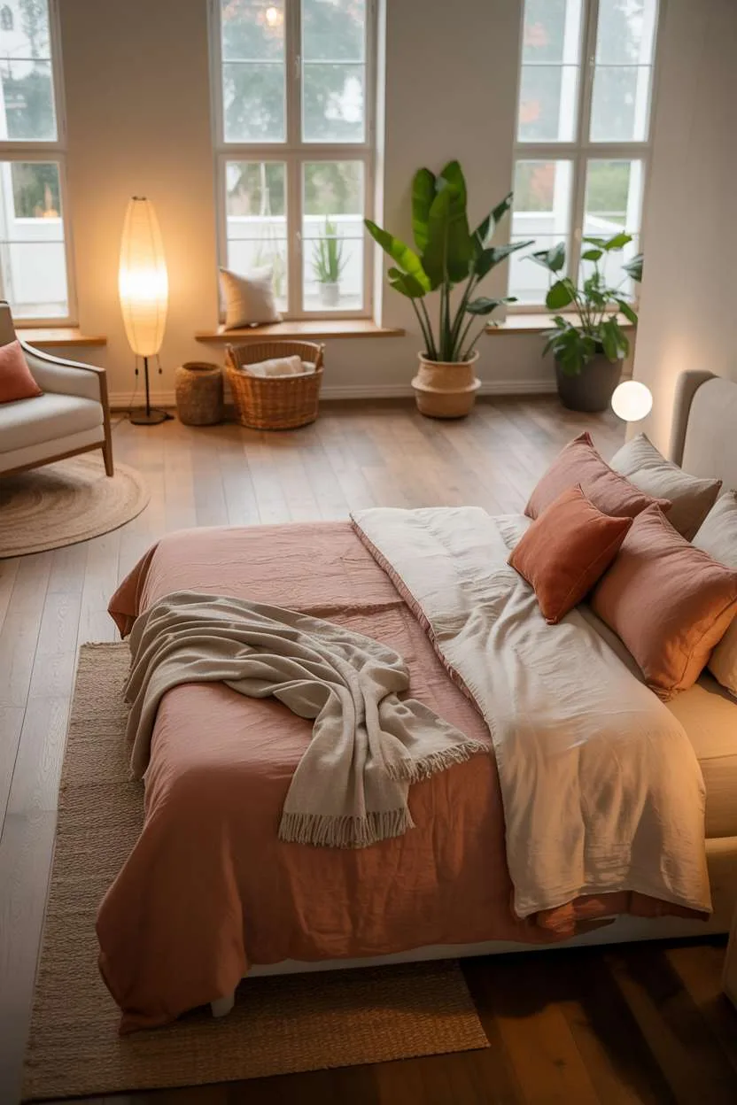 A warm bedroom design