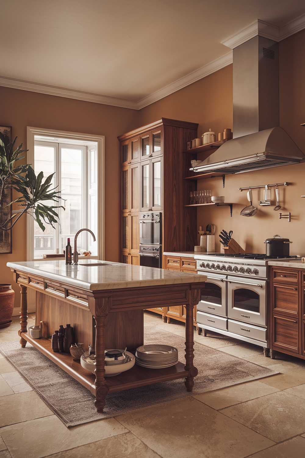 A warm minimalist kitchen design