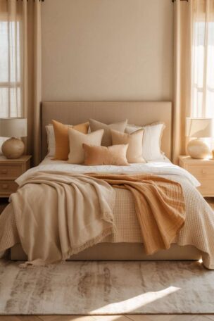 A warm neutral bedroom