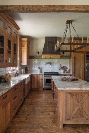 A warm wood kitchen design