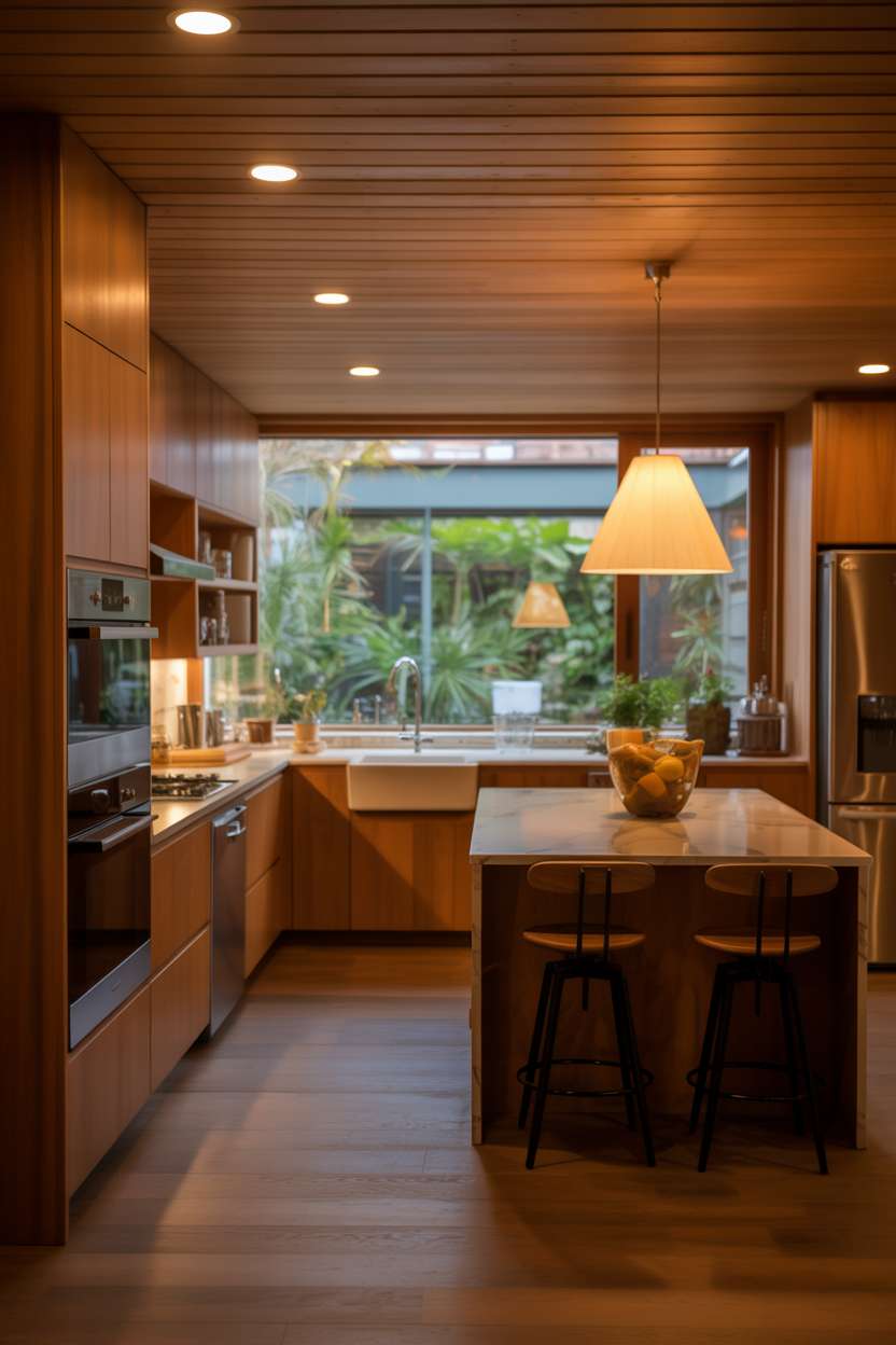 A wood kitchen