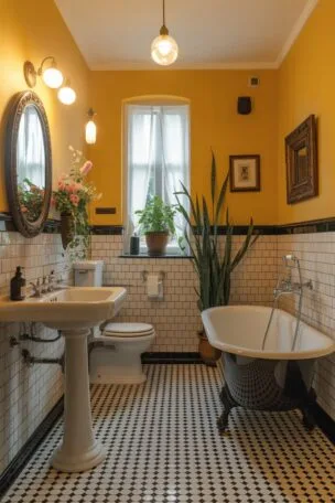 A yellow bathroom decor